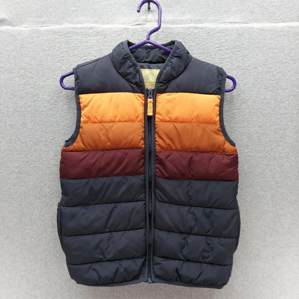Thereabouts Kids M 10/12 Puffer Vest With‎ Stripes In Blue/Orange